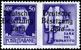 50 Cmi. Mit Propagandafeld Stahlhelm, Aufdruck Links Type I, Rechts Type II, Ungebraucht Mit Falzspur (2 Leicht Verkürzt - Occup. Tedesca: Zara