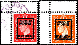 1 Und, 2  P. Liquidation Of Empire Barbados Mit Zwischensteg, Gestempelt, Mi. 280,-, Katalog: 10,12 IV C O - Sonstige & Ohne Zuordnung