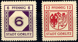 6 U. 12 Pf Auf Hellgelbgrauem Papier Mit Spargummierung (kleine Kreise), Tadellos Postfrisch, Sign. Kunz BPP, Katalog: 6 - Görlitz