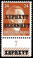 24 Pf. A. Hitler Vom Unterrand, Dort Zusätzlicher Aufdruck, Postfr., Gepr. Zierer BPP, Mi. 500.-, Katalog: DR792 ** - Herrnhut