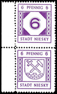 6+6 Pfg., Senkr. Zusammendruck Mit Linkem Bogenrand, Mittig Gefaltet, Postfrisch, Mi. 350,-, Katalog: SZd 8 ** - Niesky