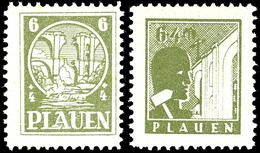 6 Pfg. Wiederaufbau,, Beide Motive, Je Dünnes Papier Mit Glattem Gummi, Postfrisch, Mi. 180,-, Katalog: 2,3 W ** - Plauen