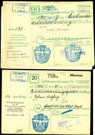 29.3.45, 2 Zahlungsanweisungen Des Postscheckamts München Aus Den Letzten Monaten Des Krieges In Die Russische Zone Öste - Other & Unclassified