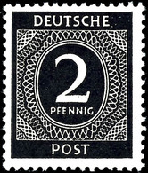 2 Pfg. Ziffer, Wz. Steigend, Postfrisch, Gepr. Schlegel BPP, Mi. 600,-, Katalog: 912Y ** - Sonstige & Ohne Zuordnung