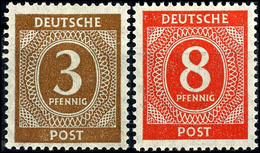 3 Und 8 Pfg. Ziffer, Je Dünnes Papier, Postfrisch, Gepr. Schlegel BPP, Mi. 200,-, Katalog: 913,917 Y ** - Sonstige & Ohne Zuordnung