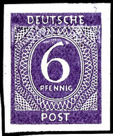 6 Pfg. Ziffer, Ungezähnt, Postfrisch (minimale Farbabsplitterung), Mi. 500,-, Katalog: 916U ** - Sonstige & Ohne Zuordnung