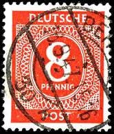 8 Pfg. Ziffer, Bräunlichkarmin Quarzend, Gestempelt, Gepr. Arge, Mi. 140,-, Katalog: 917c O - Altri & Non Classificati