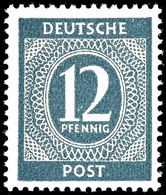 12 Pfg. Ziffern, Dunkelgraugrün, Postfrisch, Farbbefund Hohmann, Mi. 1.400,-, Katalog: 920c ** - Sonstige & Ohne Zuordnung