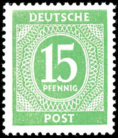 15 Pfg. Ziffern, Fehlfarbe Hellgelbgrün, Postfrisch, Farbbefund Hohmann, Mi. 700,-, Katalog: 922F ** - Altri & Non Classificati