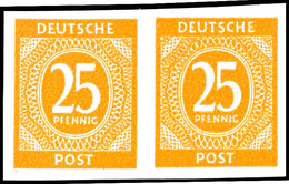 25 Pfg Ziffern, Dunkelgelborange, Abart "ungezähnt", Waagerechtes Paar, Tadellos Postfrisch, Fotobefund H.-D. Schlegel B - Autres & Non Classés