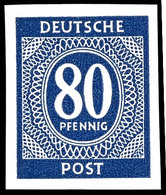 80 Pfg. Ziffern, Ungezähnt, Postfrisch (leichter Gummibug), Sign., Gepr. Schlegel BPP, Mi. 400,-, Katalog: 935U ** - Altri & Non Classificati