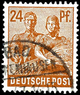 24 Pfg. Arbeiter Dunkelgelbbraun, Gest., Farbbefund Hohmann, Mi. 500,-, Katalog: 951c O - Sonstige & Ohne Zuordnung