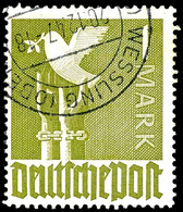 1 Mk. Taube Schwärzlichgelboliv, Gest., Farbbefund Bernhöft, Mi. 500,-, Katalog: 959aa O - Sonstige & Ohne Zuordnung