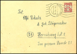 12 Pfg Freimarke, Bräunlichrot, Portogerechte Einzelfrankatur Auf Brief Von "MARLOW 14.2.46" Nach Horneburg, übliche Bef - Altri & Non Classificati