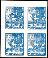 4 Pf. Ultramarin, 4er-Block Mit Plattenfehler III, Tadellos Postfrisch, Mi. 220,-, Katalog: 30xPFIII ** - Sonstige & Ohne Zuordnung