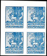 4 Pf. Ultramarin, 4er-Block Mit Plattenfehler III, Tadellos Postfrisch, Mi. 220,-, Katalog: 30xPFIII ** - Other & Unclassified