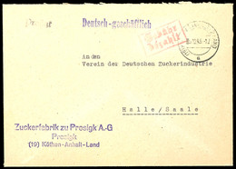 PROSIGK - Brief Vom 5.12.45 Mit Notstempel In Schwarz U. Nebengesetzten Gebühr-bezahlt-Stempel, Tadellos, Selten!  BF - Sonstige & Ohne Zuordnung