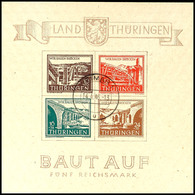 Blockausgabe "Wiederaufbau Zerstörter Brücken", 1. Auflage In Type II, Gestempelt "Weimar 1 -u- 14.4.46 -13", Tadellose  - Sonstige & Ohne Zuordnung