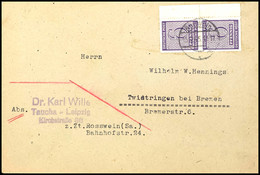 6 Pfg Ziffern Mit Rosswein-Durchstich, Senkr. Paar Als Portogerechte MeF Auf Bedarfs-Fernbrief Vom 15.12.455 Nach Twistr - Sonstige & Ohne Zuordnung