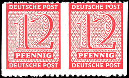 12 Pf. Rotorange, Waager. Paar, Senkrecht Ungezähnt, Tadellos Postfrisch, Mi. 600,-, Katalog: 123XUs ** - Sonstige & Ohne Zuordnung