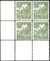 20 Pf. Dunkeloliv, Unterer Eckrand-4er-Block, Tadellos Postfrisch, Gepr. Schlegel, Mi. 440,-, Katalog: 10 ** - Andere & Zonder Classificatie