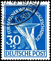 30 Pfg Währungsgeschädigte, Plattenfehler I "Strich In Opferschale", Tadellos Gestempelt, Gepr. A. Schlegel BPP, Mi. 500 - Sonstige & Ohne Zuordnung