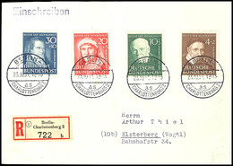 4 - 30 Pfg Helfer Der Menschheit, 4 Werte Komplett, Auf Satz-R-FDC Von "BERLIN-CHARLOTTENBURG 23.10.51" Nach Elsterberg  - Sonstige & Ohne Zuordnung