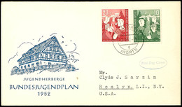 10 + 2 Und 20 + 3 Pfg Zweiter Bundesjugendplan, Beide Werte Auf Portogerechtem Schmuck-FDC Von "(14a) LORCH 17.9.52" Nac - Sonstige & Ohne Zuordnung