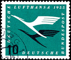 10 Pfg. Lufthansa Mit Plattenfehler "abgeflachte 0 Der Wertangabe 10" Gestempelt Mi. 250.-, Katalog: 206III O - Sonstige & Ohne Zuordnung