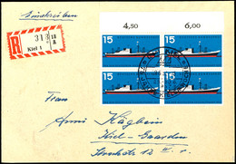 15 Pfg Tag Der Deutschen Seeschifffahrt, 4er-Block Mit Oberrand Auf Portogerechtem Orts-R-Brief Mit Sonderstempel "(24b) - Sonstige & Ohne Zuordnung