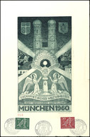 Radierung "Eucharistischer Weltkongress München 1960" (11 X 20 Cm), Als Blatt 19 X 29 Cm Darauf Die Beiden Sondermarken  - Sonstige & Ohne Zuordnung