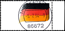 100 Pfg. Nationalfarben, Stichtiefdruck - Farbe Schwarz Fehlend, Gestempelt "THIERHAUPTEN 5.7.94", Vom Rechten Bogenrand - Sonstige & Ohne Zuordnung