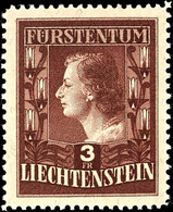 1951, "Fürstin Gina" In Besserer Zähnung, Tadellos Postfrisch, Wz. 2W, Mi. 260,--, Katalog: 305A2W ** - Liechtenstein