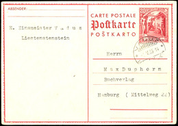 1931, 20 Rp. Ganzsachenkarte Schloss Vaduz Ohne Bild Von "VADUZ 1.V.35" Nach Hamburg / Deutschland, Etwas Bügig, Mi. 200 - Other & Unclassified