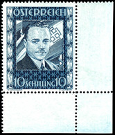 1936, 10 Schilling Dollfuss, Eckrandstück Unten Rechts (im Rand Zwei Falzreste), Marke Tadellos Postfrisch, Mi. 1.400.-, - Altri & Non Classificati