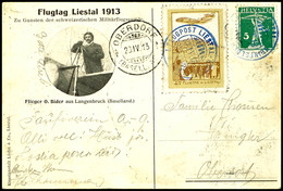 50 C. Flugtag In Liestal Mit Flugpoststempel "1. FLUGPOST LIESTAL-RHEINFELDEN 27.IV.13" Auf Entsprechender Farbiger Sond - Altri & Non Classificati