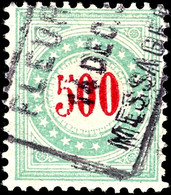 500 C. Dunkelrosarot/lebhaftopalgrün, Rahmen Kopfstehend, Rahmentype II, Gestempelt, Signiert Moser, Mi. 200.-, Katalog: - Strafportzegels