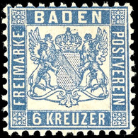 6 Kreuzer Preußischblau, Tadellos Ungebraucht, Mi. 150.-, Katalog: 14b * - Sonstige & Ohne Zuordnung