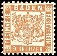 9 Kreuzer Lebhaftrötlichbraun, Tadellos Postfrisch, Kabinett, Katalog: 20 ** - Sonstige & Ohne Zuordnung