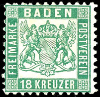 18 Kreuzer Lebhaftgrün, Farbfrisches Und Sauber Gezähntes Kabinettstück Der Seltenen Marke Mit Originalgummierung, Gepr. - Andere & Zonder Classificatie