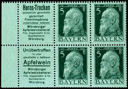 Heros Trocken Apfelwein Würzburg + 5 Pfg Luitpold, Heftchenblattrand Dgz, Tadellos Postfrisch, Mi. 500.-++, Katalog: H.- - Altri & Non Classificati