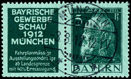 Bayerische Gewerbeschau 1912 + 5 Pfg Luitpold, Waagerechter Zusammendruck, Tadellos Gestempelt, Mi. 280.-, Katalog: W1.3 - Andere & Zonder Classificatie