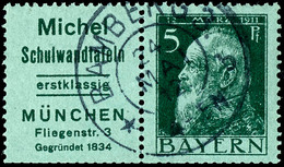 Michel Schulwandtafeln München + 5 Pfg Luitpold, Waagerechter Zusammendruck, Tadellos Gestempelt, Mi. 500.-, Katalog: W1 - Autres & Non Classés