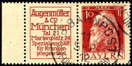 Augenmüller & Co. München + 10 Pfg Luitpold, Waagerechter Zusammendruck, Tadellos Gestempelt, Mi. 1.000.-, Katalog: W3.8 - Sonstige & Ohne Zuordnung