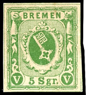 5 Sgr. Gelbgrün, Vollrandiges Und Farbfrisches Kabinettstück, Tadellos Postfrisch, Gepr. Brettl BPP, Katalog: 4a ** - Autres & Non Classés