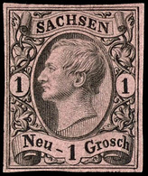 1 Ngr. Schwarz Auf Mattgrau, Type II, Vollrandiges Kabinettstück, Tadellos Postfrisch, Unsigniert., Katalog: 9IIa ** - Otros & Sin Clasificación