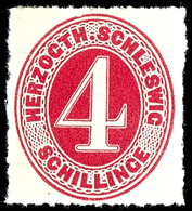 4 Schilling Karminrot, Tadellos Postfrisches Kabinettstück, Unsigniert, Mi. 350.-, Katalog: 3 ** - Schleswig-Holstein