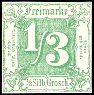 1/3 Silbergroschen Dunkelgelblichgrün, Vollrandiges Und Farbfrisches Kabinettstück, Tadellos Postfrisch, Unsigniert., Ka - Other & Unclassified
