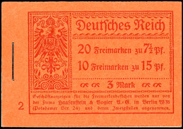 Germania 1916/17, Ordnungsnummer 2, Heftchenblattränder Dgz., Deckel Leichter Aufklappbug, Sonst Tadellos, Fotoattest Dr - Postzegelboekjes