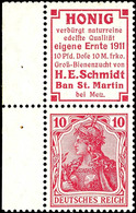 Germania 1911/12, Honig H. E. Schmidt + 10 Pfg Germania, Senkrechter Zusammendruck, Tadellos Postfrisch Mit Der Durch He - Sonstige & Ohne Zuordnung